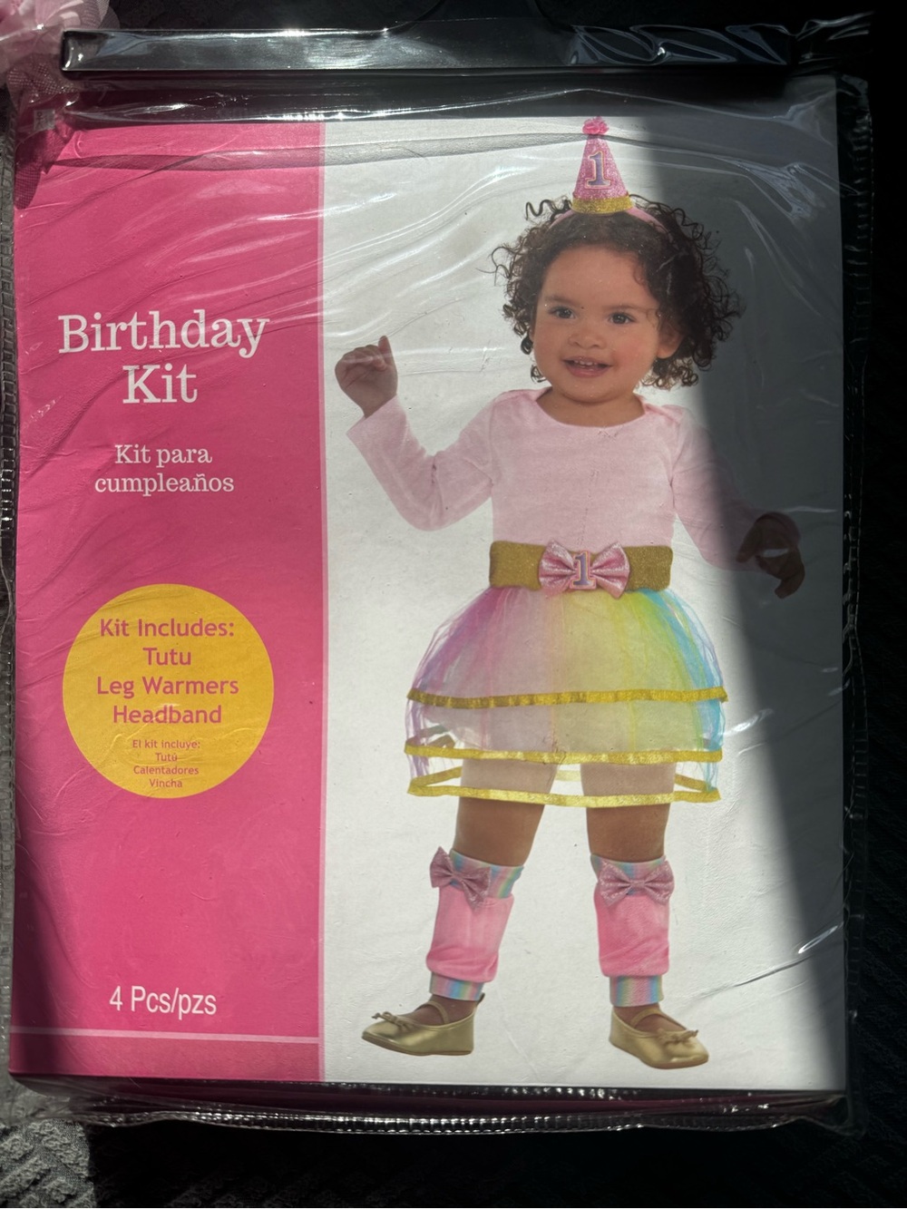 Baby Girl Rainbow Tutu Birthday Kit with Pink Leg Warmers